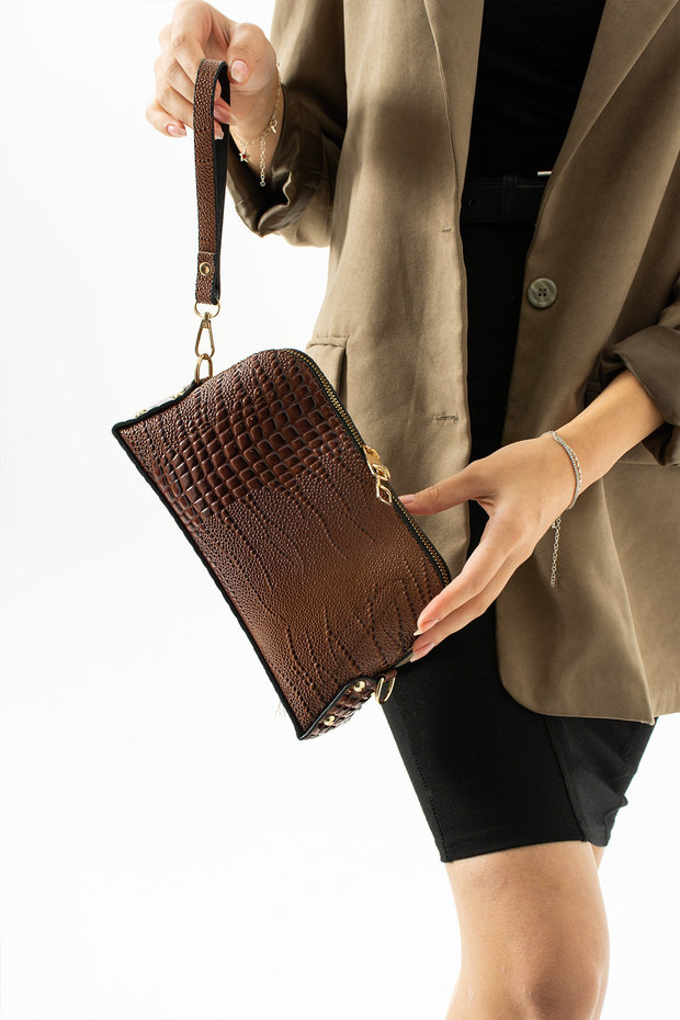 Handbag and Shoulder Chain Cross Strap Bag with Iguana Pattern - 2