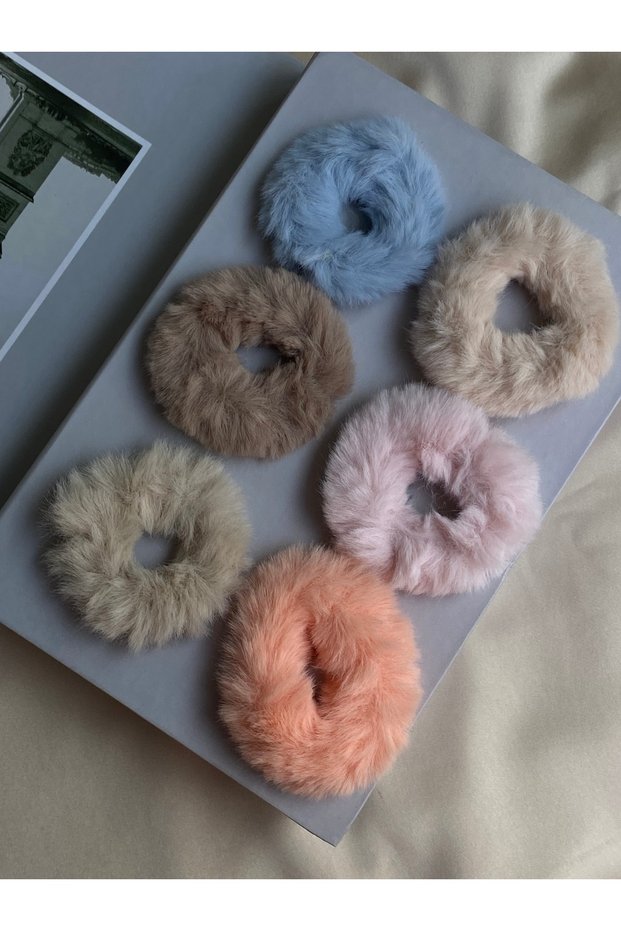 6-Piece Pastel Color Plush Bagel Buckle