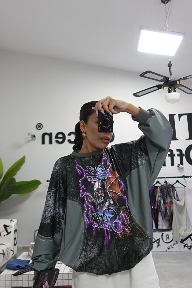 Oversize Feel Life Shit Sweatshirt - 5