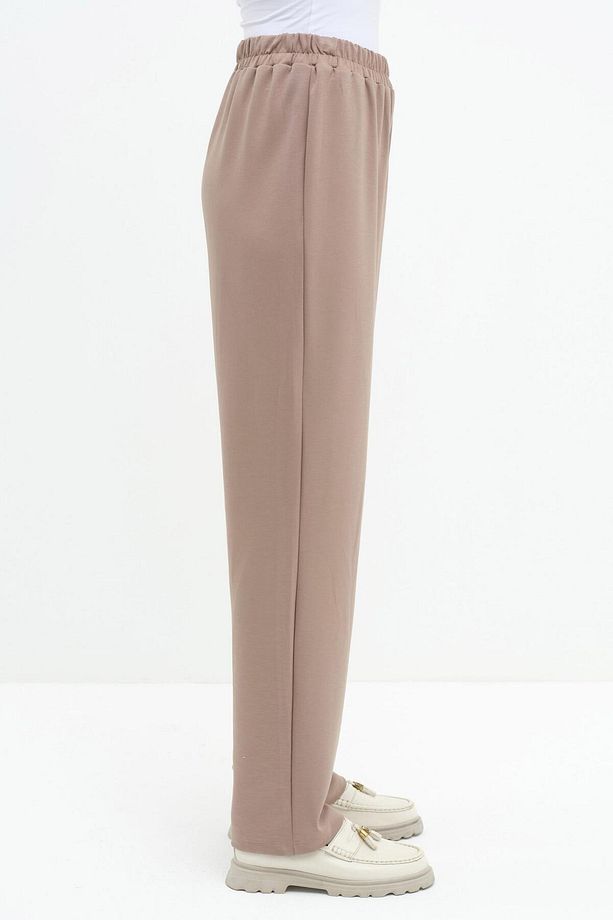 Beli Lastikli Örme Pantolon - Camel - 5