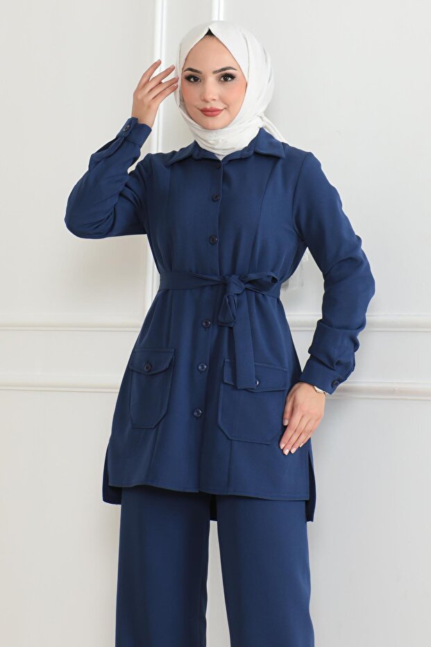 طقم نيلي - زر مفصل، موديل 19223 - 2