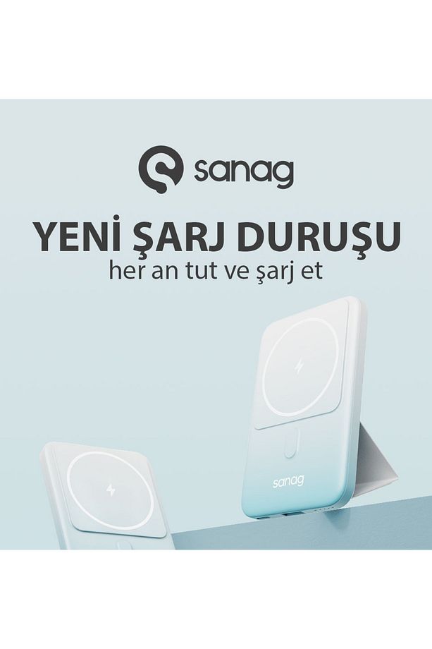 Sanag C06 Magsafe Powerbank 10000mah Standlı Hızlı Taşınabilir Type-C ve USB Çıkışlı Batarya - 4