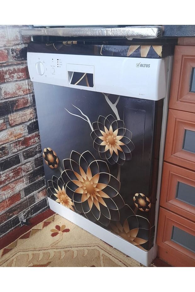 Buzdolabı Ve Bulaşık Makinesi Kapak Kendinden Yapışkanlı Folyo Kaplama Çiçekler - 4