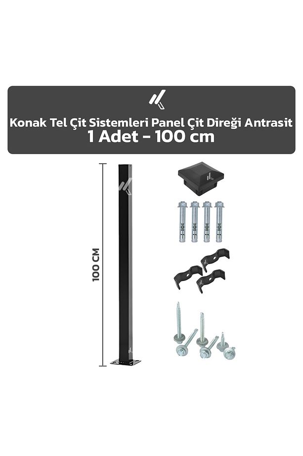 1 Adet Panel Çit Direği 100 CM Aksesuarlar Dahil - 1