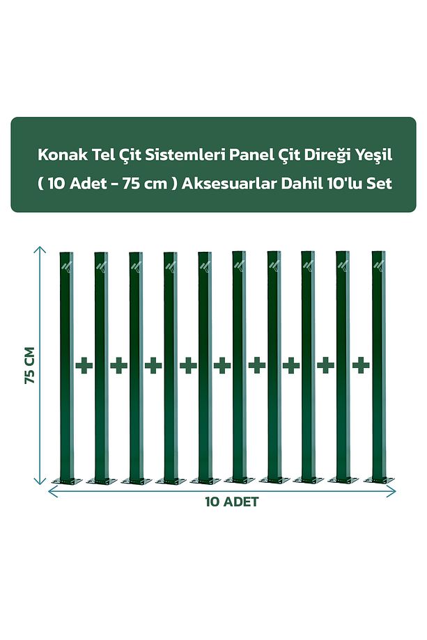 10 Adet Panel Çit Direği 75 CM Aksesuarlar Dahil - 1