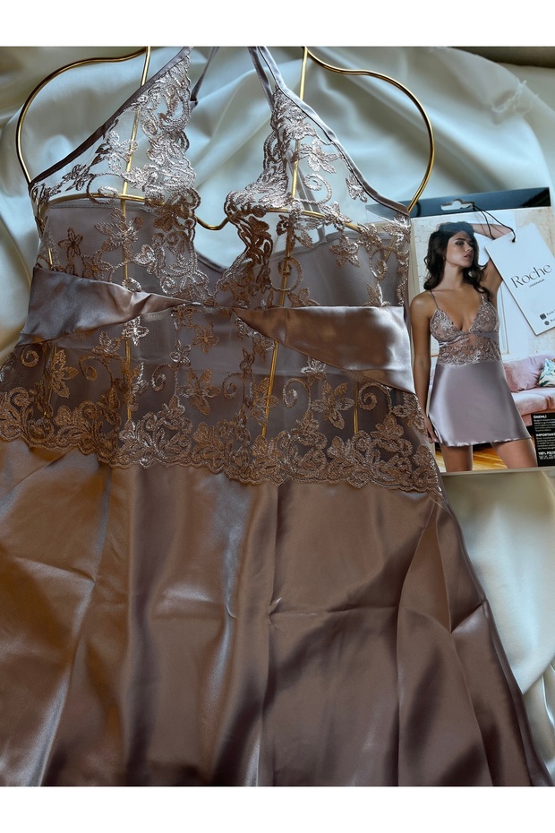 Pembe saten gecelik - 4