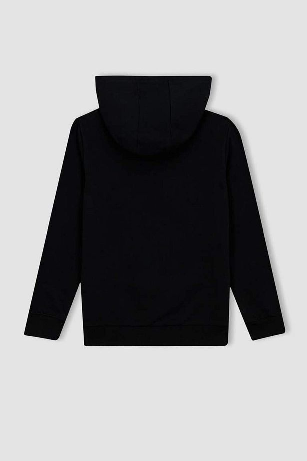 Erkek Çocuk Kapüşonlu Baskılı Sweatshirt Eşofman Altı 2'li Takım BLACK - 6