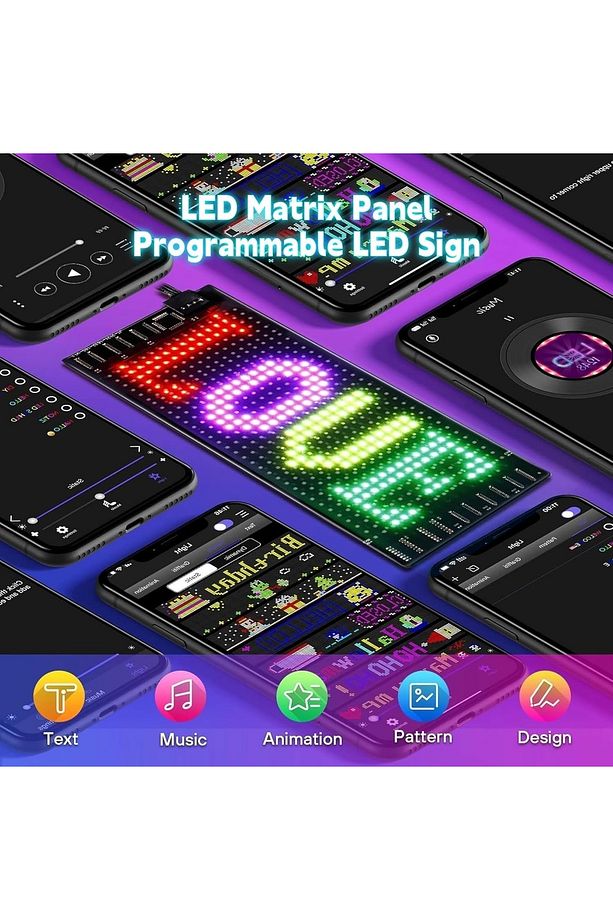 LED MATRİX RGB RENKLİ PANEL KUMANDALI TELEFON İLE UYUMLU KAYAN LED PANEL 16x64 - 6