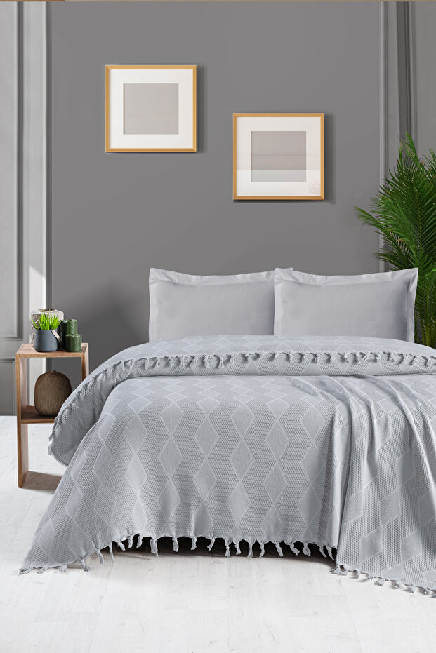 Double Gray Jacquard Pattern Cotton 220X240 cm / 4 Seasons