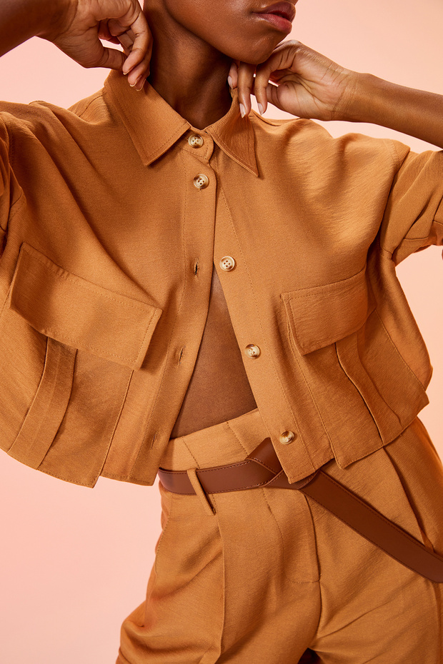 Crop Gömlek Taba - 3