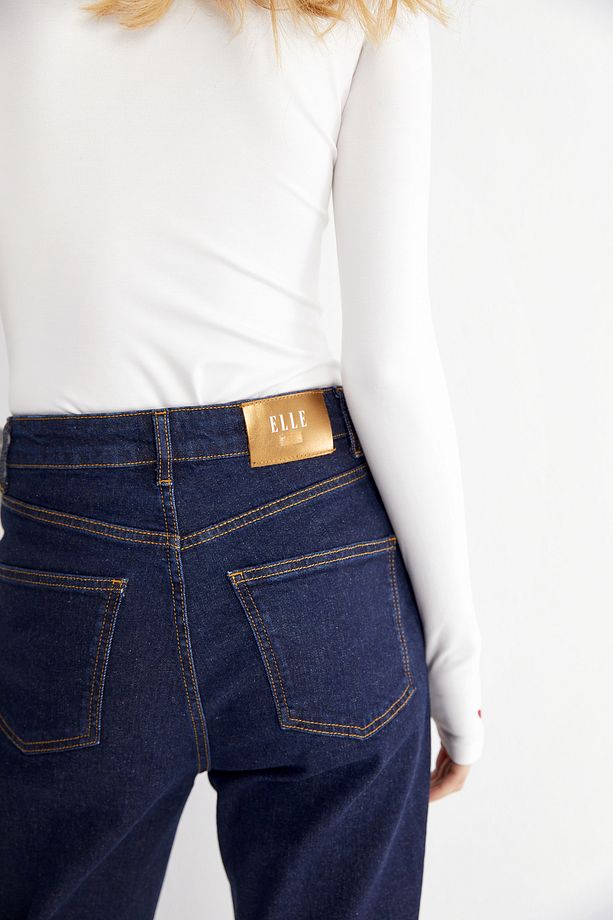 Yüksek Bel Lycralı Düz Paça Jeans - 5