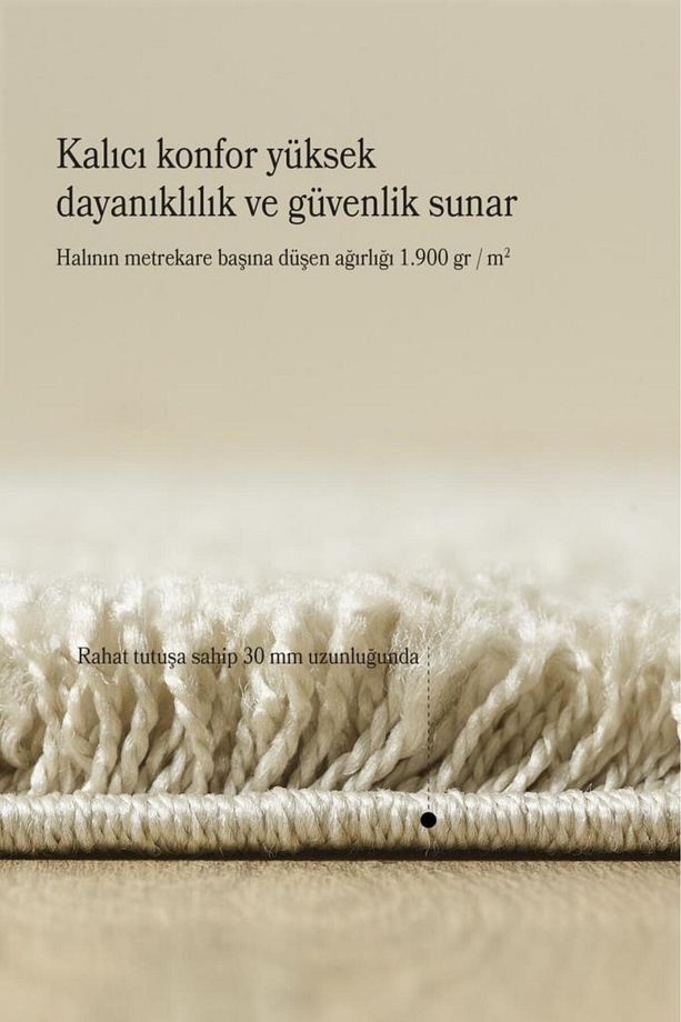 Tek Renk Desensiz Latte Yumuşak Post Peluş Shaggy Halı Salon Oturma Odası Yolluk Mutfak Halısı - 5