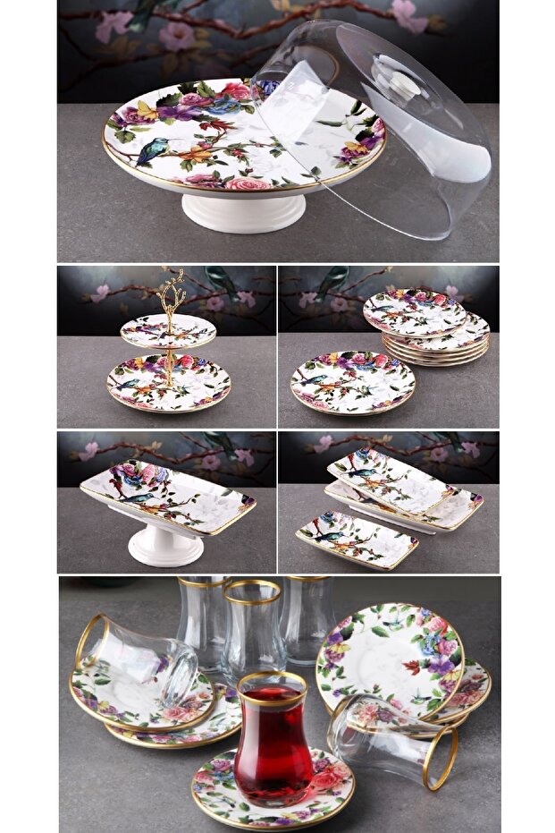 مجموعة عرض أطباق الكيك من السيراميك - 1