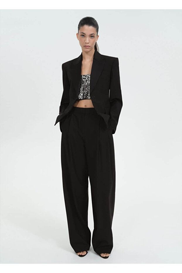 Kristal taşlı kısa bluz - 7