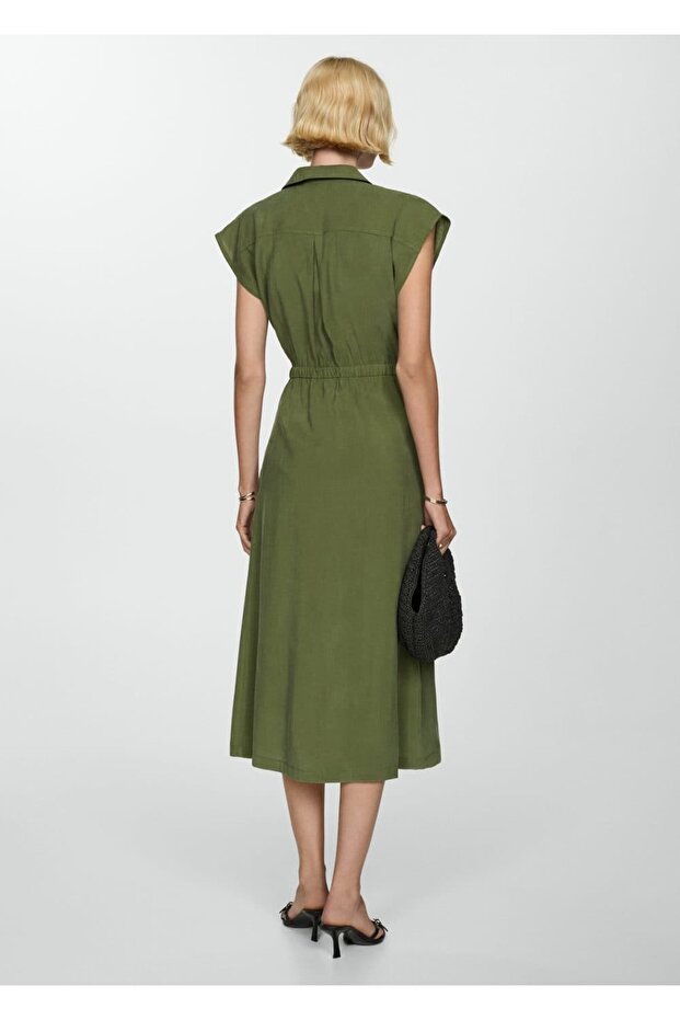 Düğmeli modal elbise - 4