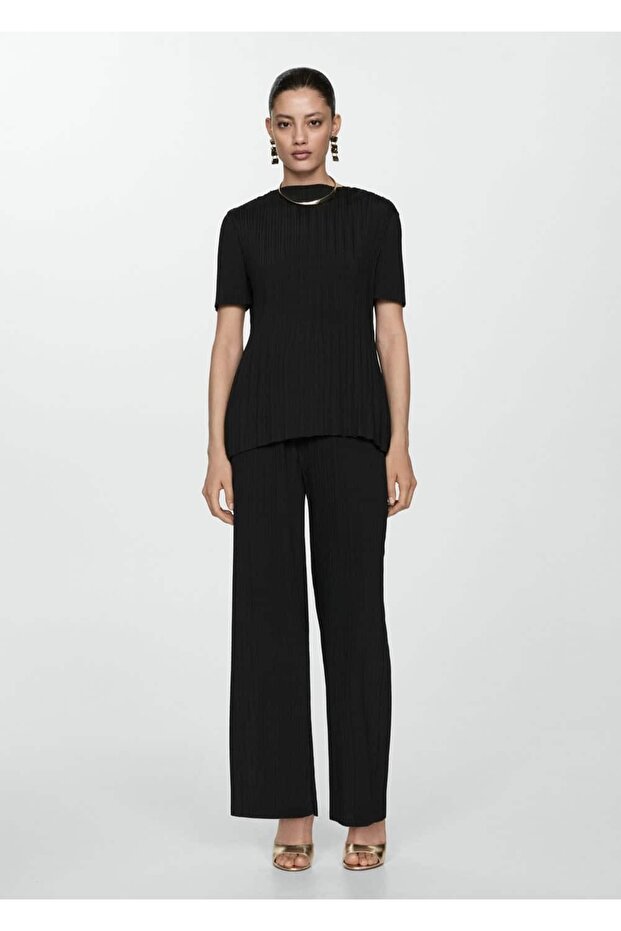 Dökümlü pilili pantolon - 2