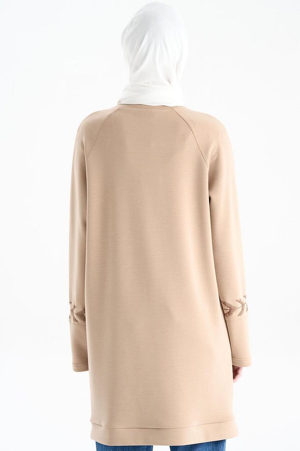 Nakış Detaylı Örme Tunik - Camel - 4