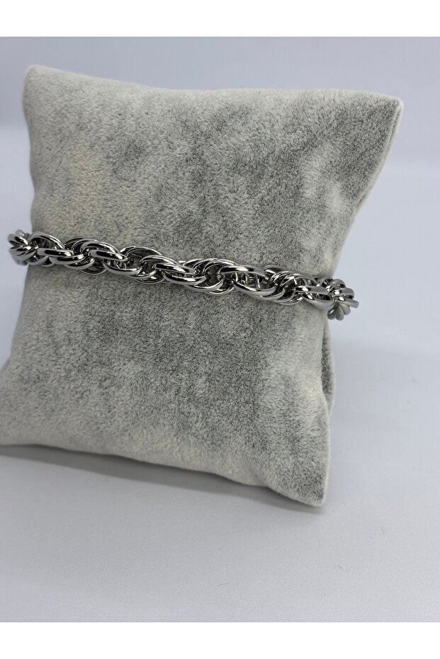 Kalın Örgü Çelik Bileklik Silver - 2