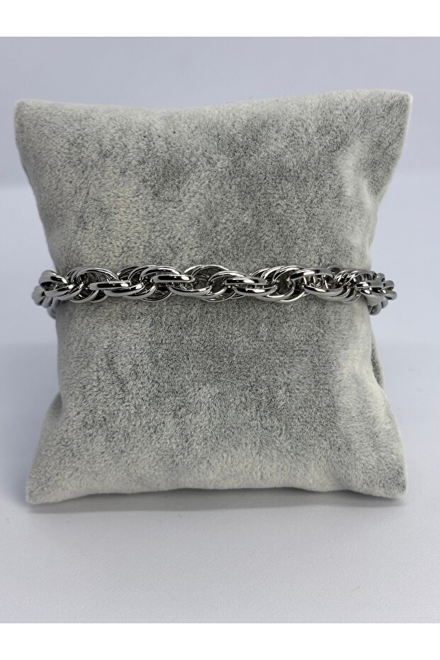 Kalın Örgü Çelik Bileklik Silver - 3