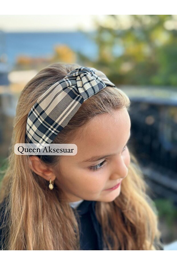 Trend Fashion Knotted Sponge Check Pattern Women's Child Crown Cream Black Cambered Crown