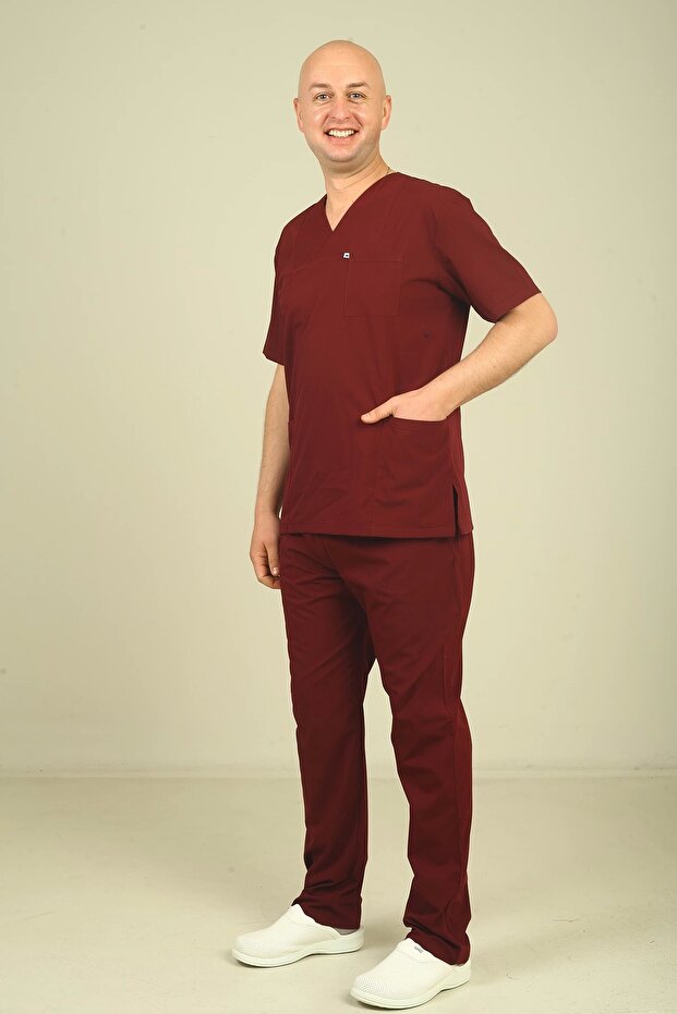 Men's Lycra Envelope Collar Suit Claret Red