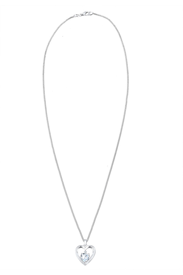 Náhrdelník se srdíčkem a přívěskem, zirkon, diamant, stříbro 925 - 3