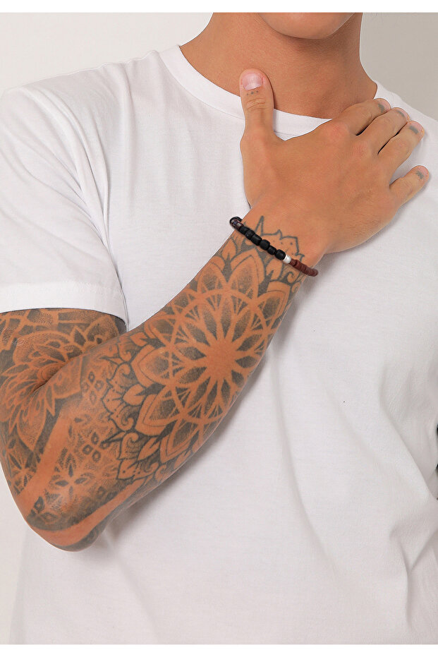 Pánsky náramok z vintage sklenených korálok v modrej farbe zo striebra 925 - 5