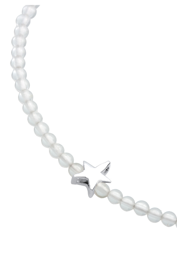 Dámsky náramok s hviezdou a príveskom z horského kryštálu a sklenených korálok zo striebra 925 - 2