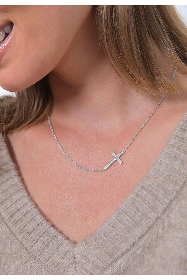 Dámský náhrdelník s křížkem a přívěskem Religion Basic ze stříbra 925, pozlacený - 6