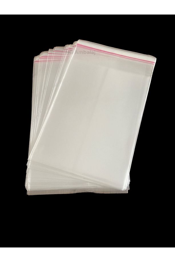 100 Adet 15X25 Cm Bantlı Yapışkanlı Şeffaf OPP Jelatin Poşet ( 15X20+5) - 5