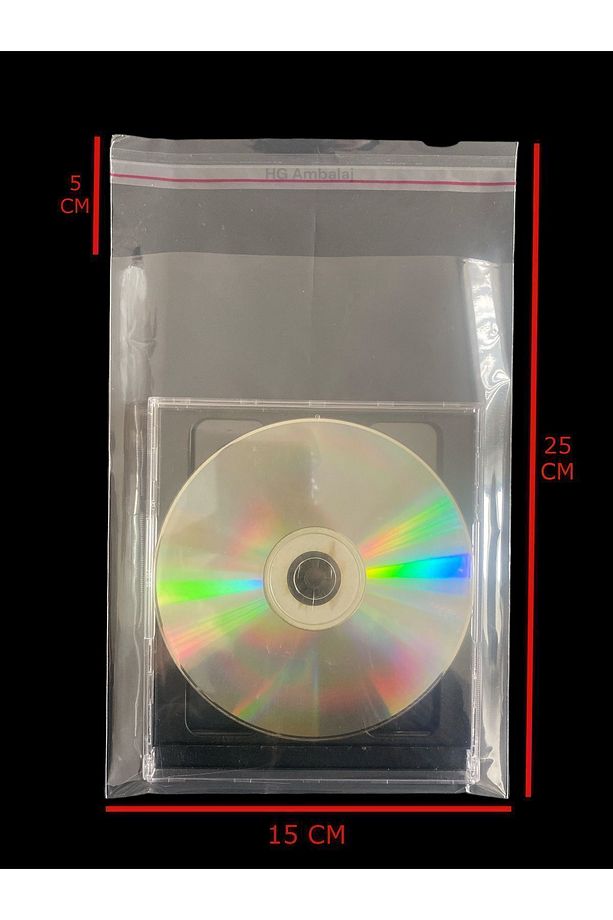 100 Adet 15X25 Cm Bantlı Yapışkanlı Şeffaf OPP Jelatin Poşet ( 15X20+5) - 1