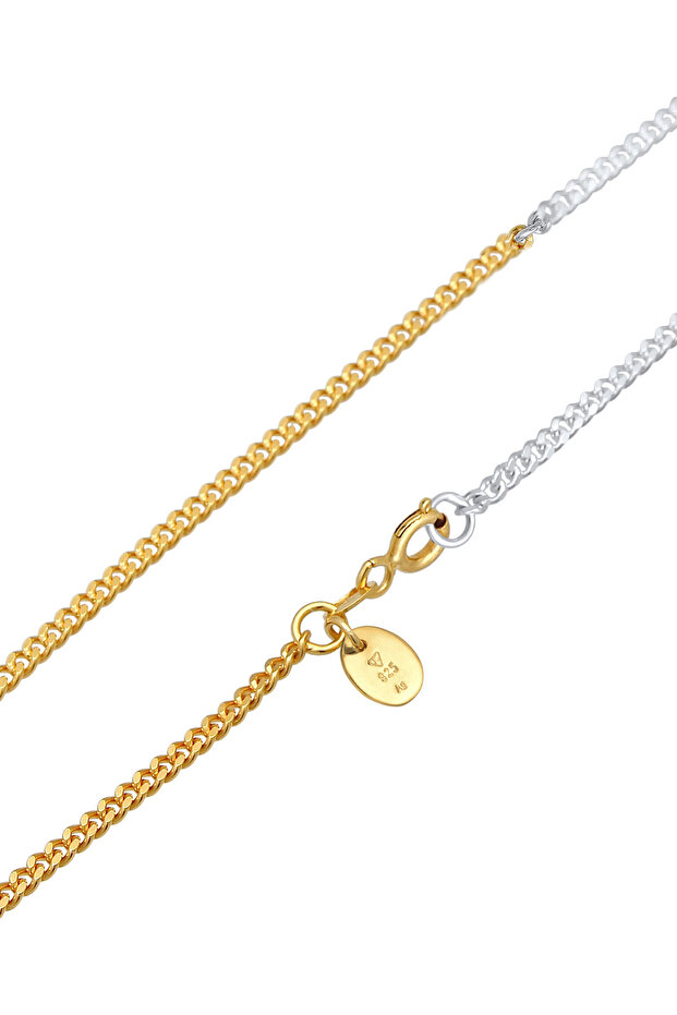 Dámský náhrdelník Curb Chain Basic Chunky Chain Bi-Color Trend ze sterlingového stříbra 925, pozlacený - 5