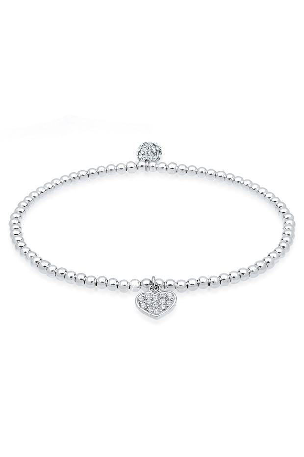 Elegantný dámsky náramok so srdcom a príveskom z 925 mincového striebra s kryštálmi - 1