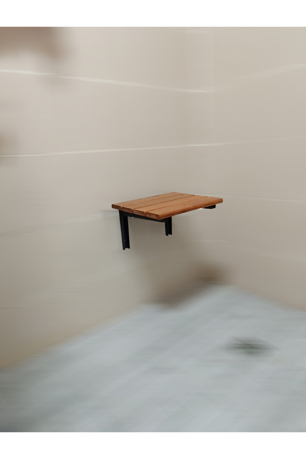 مقعد استحمام خشبي قابل للطي مثبت على الحائط مقاس 32x37,5 سم