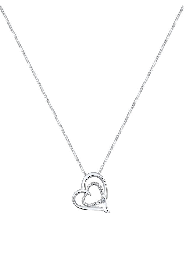 Dámský náhrdelník ve tvaru srdce s diamantem (0,015 ct.) ze sterlingového stříbra 925 - 2