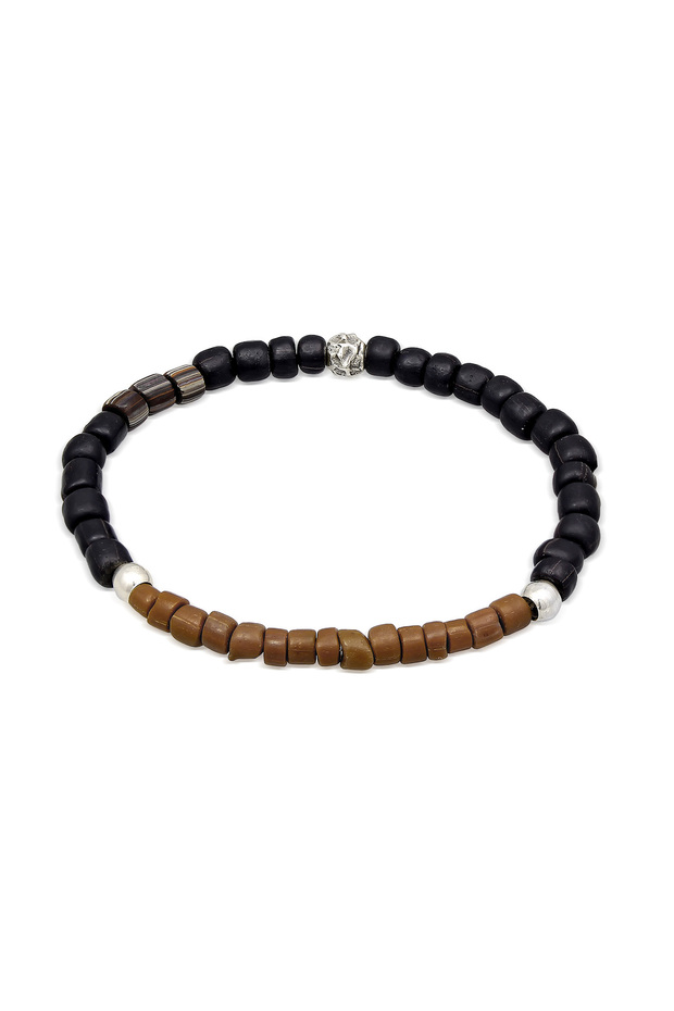 Pánsky náramok z vintage sklenených korálok v modrej farbe zo striebra 925 - 1