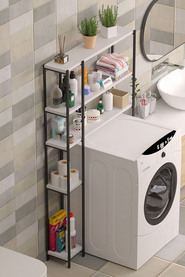 Çamaşır Makinesi Üstü Düzenleyici   BOL RAFLI COK AMAÇLI  Banyo Rafı Çamaşır Makinası DOLABI - 3