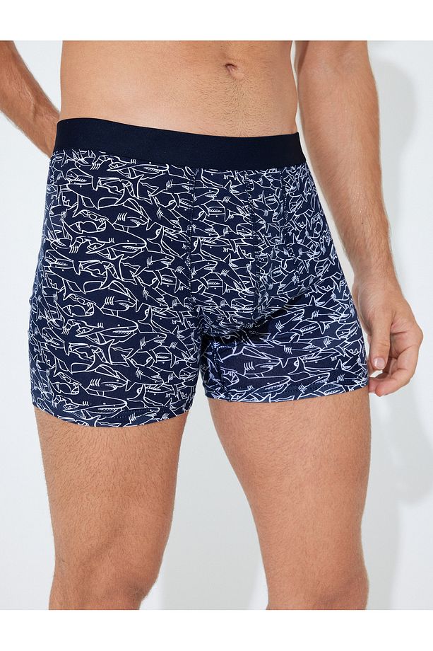 3'lü Boxer Seti Desenli ve Basic Pamuklu - 5