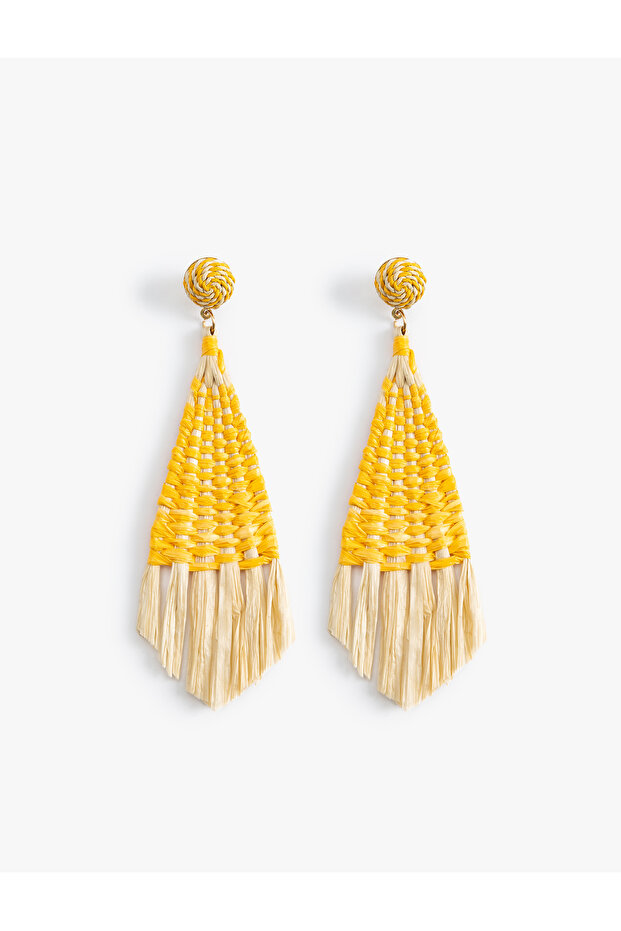 Straw Weave Earrings - Dangle, Koton X Melis Ağazat