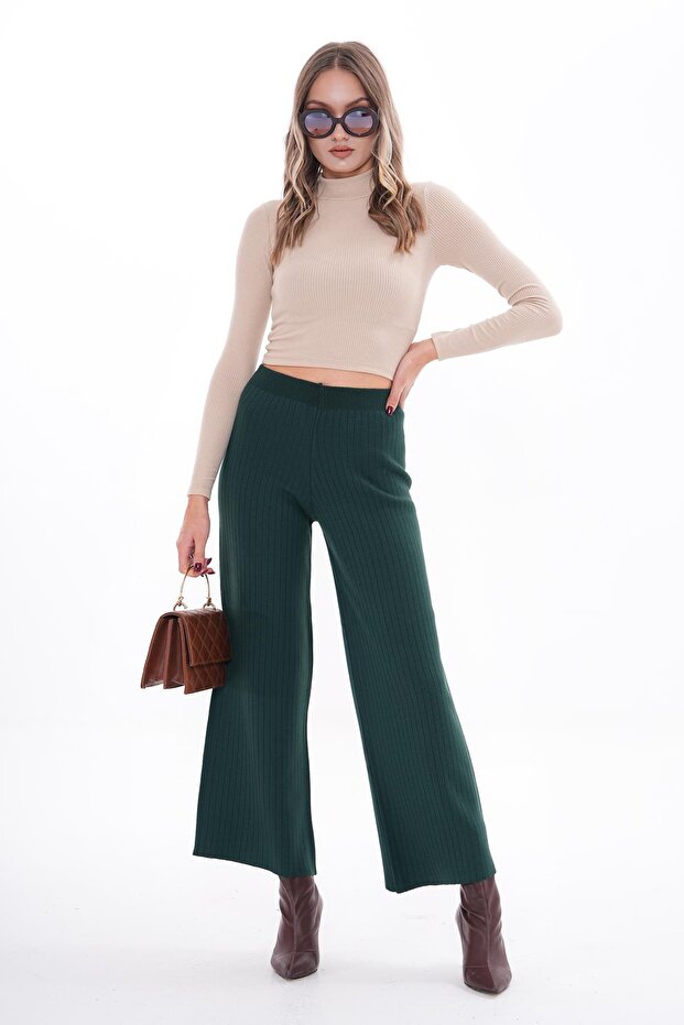 Kadın İspanyol Paça Triko Örme Pantolon 255048 - - 1