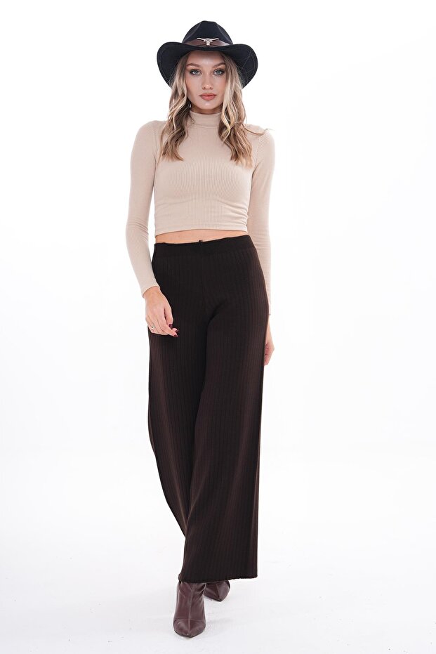 Kadın İspanyol Paça Triko Örme Pantolon 255048 - - 1