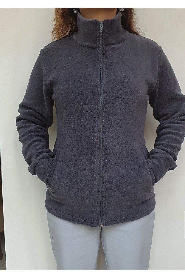 Kadın Kışlık Slim Fit Kalıp Cepli Polar Mont-ceket - 3