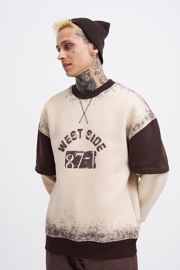 Erkek Double Layer Sweatshirt SOFT BEIGE - 1