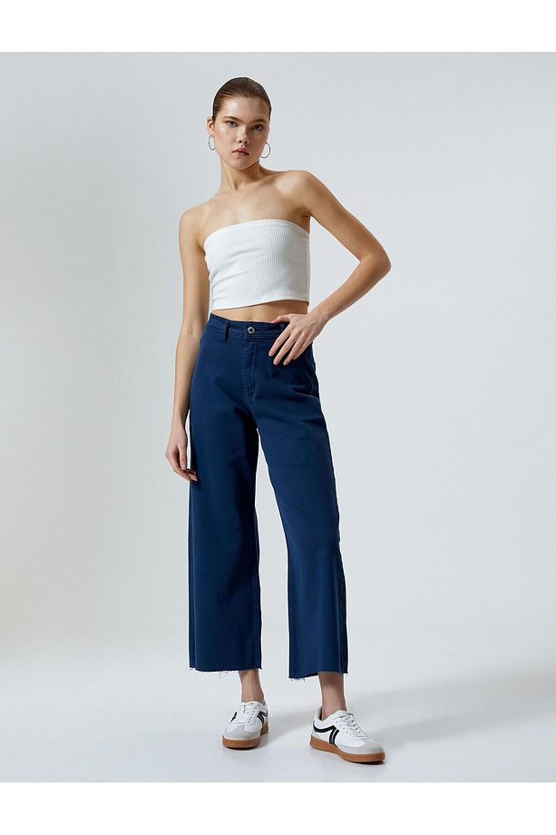 Geniş Kısa Paça Kot Pantolon Yüksek Bel - Sandra Jeans - 2