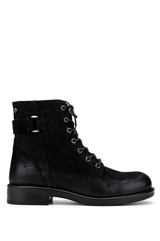 Women's Genuine Leather Black Nubuck Casual Boots