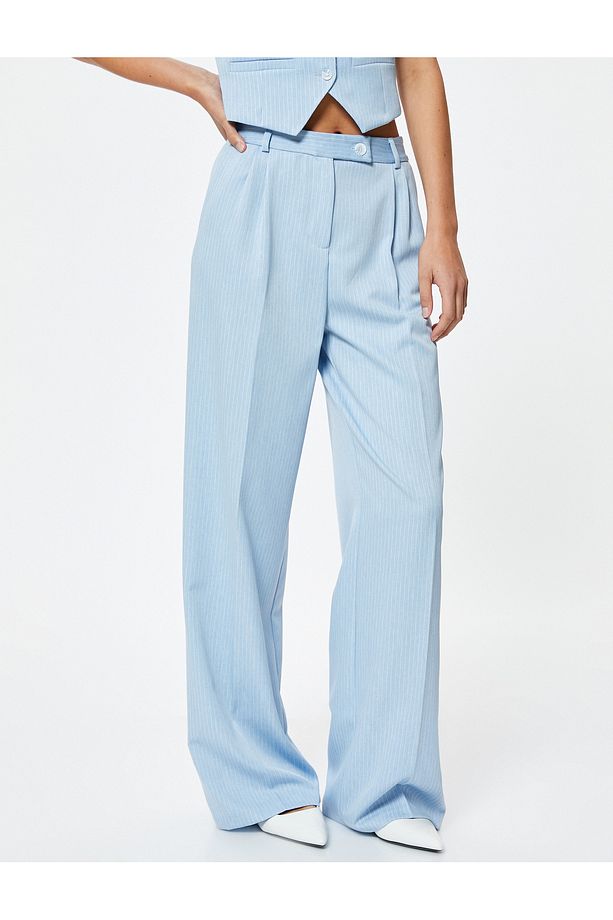 Geniş Paça Kumaş Pantolon Cepli - 3