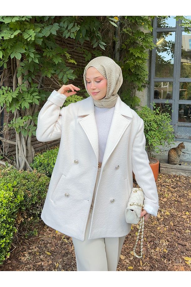 Oversize Kaşe Astarlı Ceket - 1