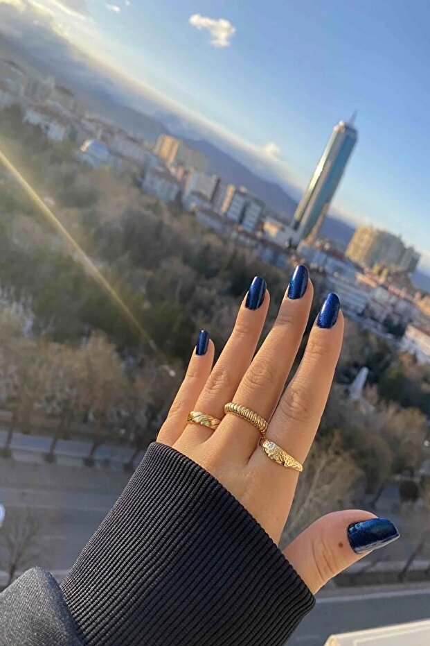 Women's 3-Piece Gold Ring Set (Adjustable)