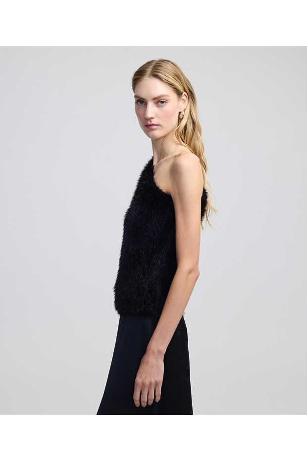 Asimetrik kol pelüş triko - 5