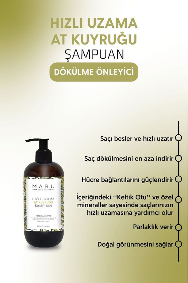 Zayıf Ve Yıpranmış Saçlar Için Hızlı Uzamaya Yardımcı At Kuyruğu Şampuan 250 ml - 1